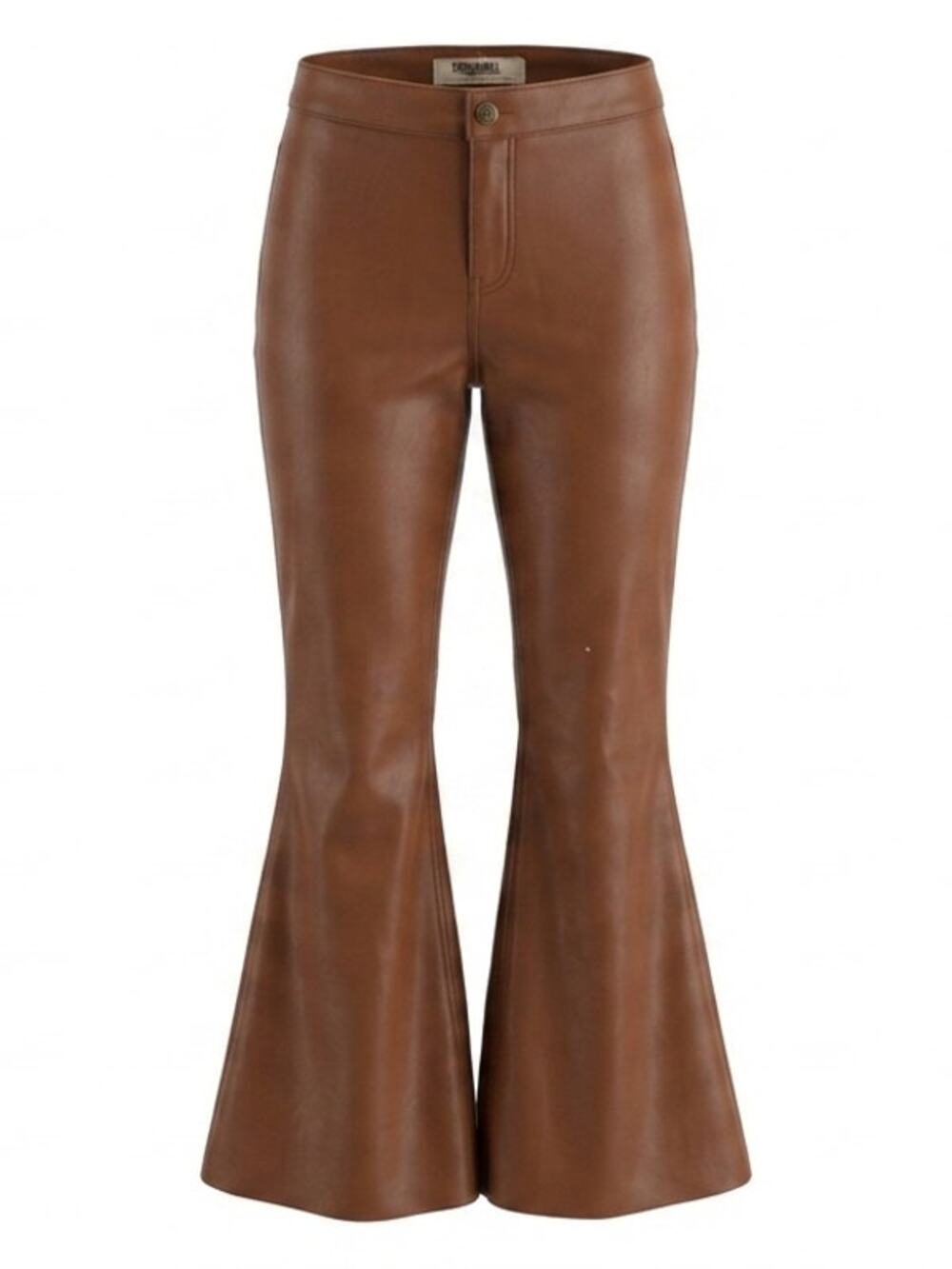 Rock & Roll Bargain Button Bell Faux Leather Brown Pants Women Size W27 L32